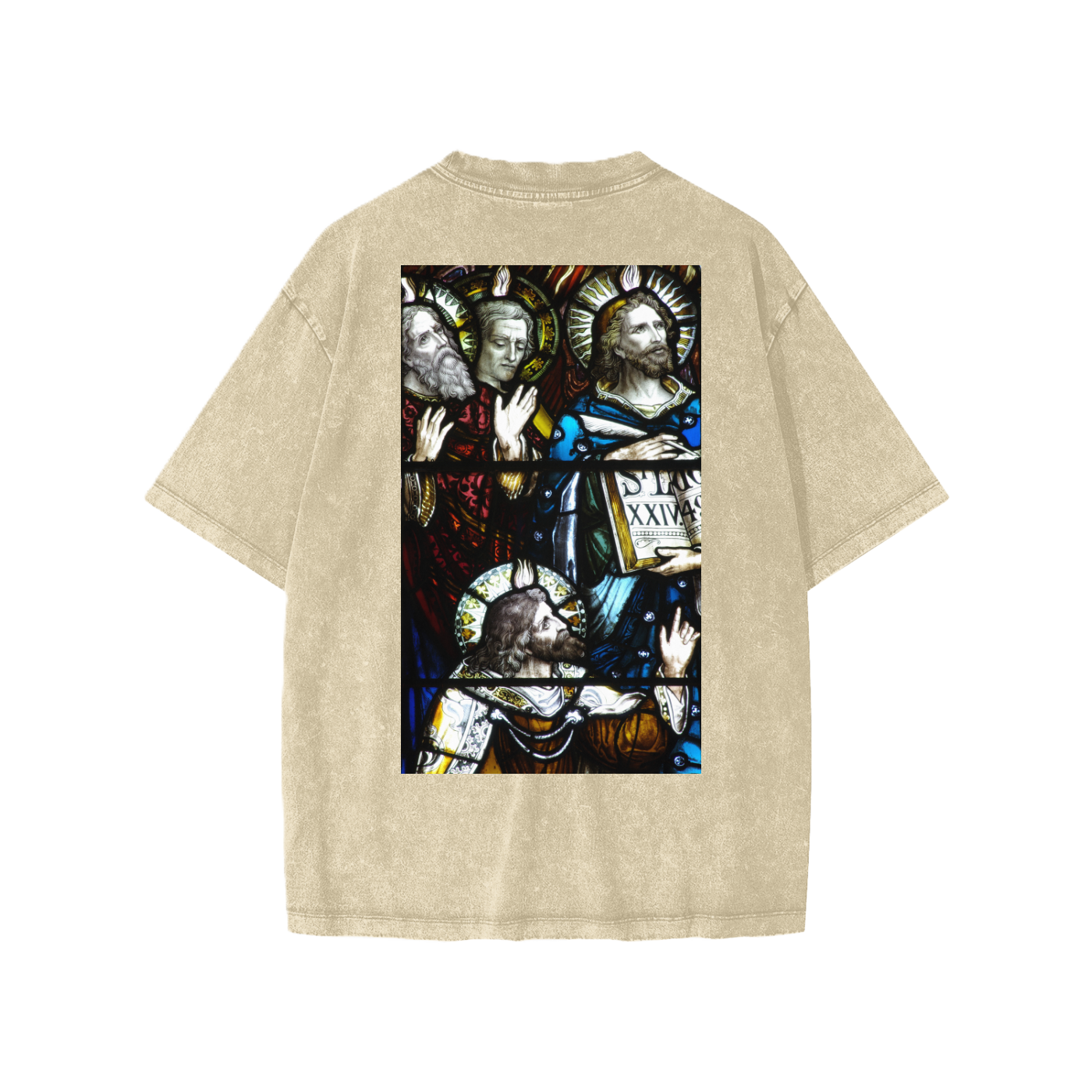 Beige oversize kids t-shirt with representation of The Apostles