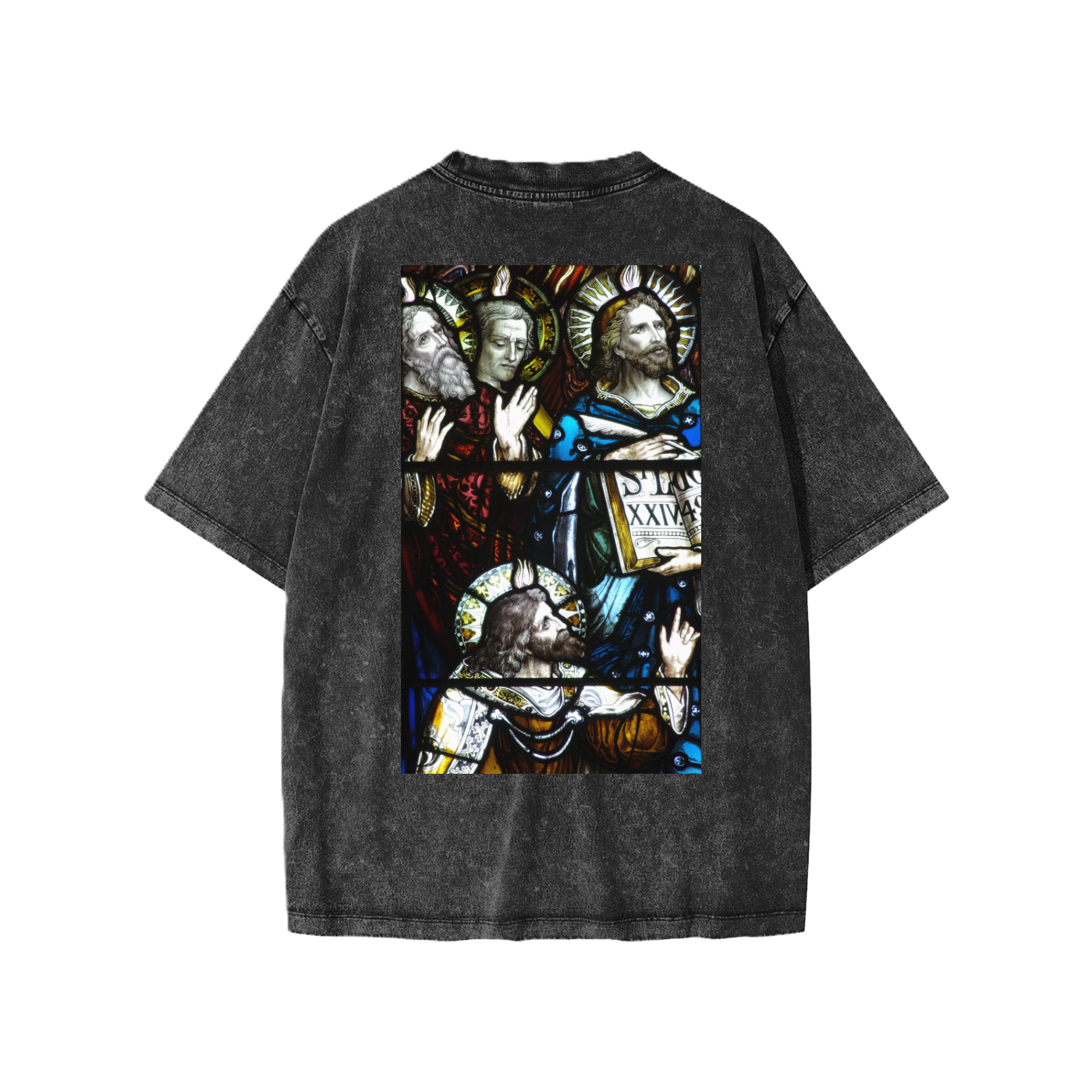 Black oversize kids t-shirt with representation of The Apostles
