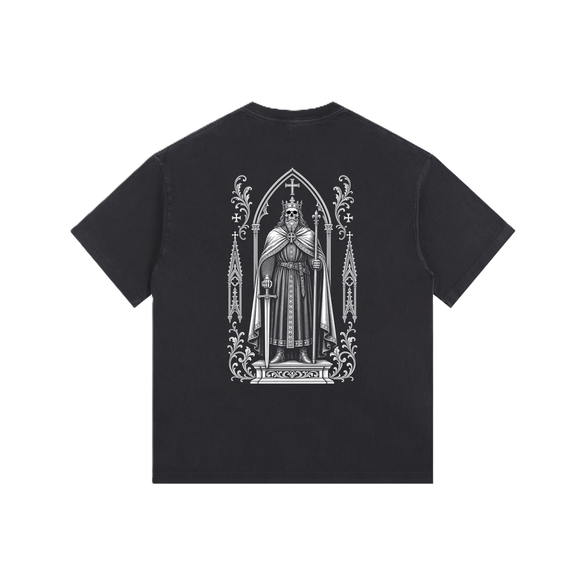 Back vintage Black plain t-shirt representing king Clovis