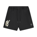 Black thick shorts with representation of Saint Philippe on the front
