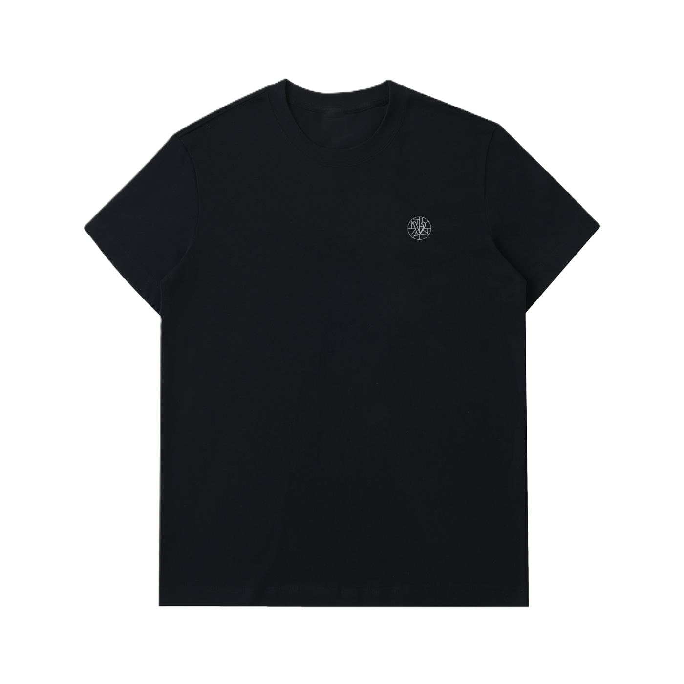 front of a plain Black thick t-shirt